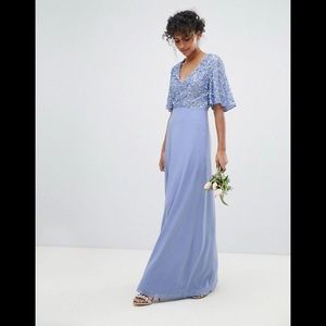 Maya sequin top maxi bridesmaid dress bluebell